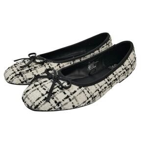 SM New York Zion Women's Tweed Fabric Black White Gray Ballet Flats Size 7